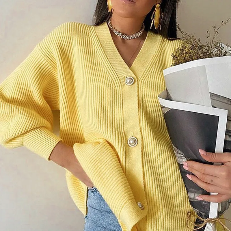 Casual V-Neck Knitted Cardigan Women Autumn Winter Lantern Sleeve Button Female Cardigan Fashion Ladies Oversize Sweater White
Casual V-Neck Knitted Cardigan Women Autumn Winter Lantern Sleeve Button Female Cardigan Fashion Ladies Oversize Sweater White