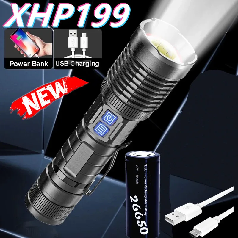 Ultra Bright 80000LM LED XHP199 Flashlight USB Rechargeable LED Torch XHP50 Lanterna Camping Lamp 18650 26650 With Pen Holder
Ultra Bright 80000LM LED XHP199 Flashlight USB Rechargeable LED Torch XHP50 Lanterna Camping Lamp 18650 26650 With Pen Holder