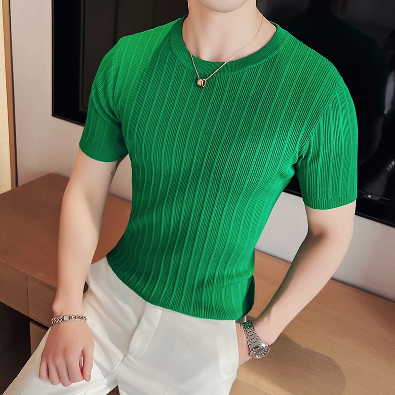 2022 Summer Knitted Elasticity T Shirt New Men O Neck Short Sleeve Sweater Tee Tops Hommes Slim Casual Social Business T-Shirt
2022 Summer Knitted Elasticity T Shirt New Men O Neck Short Sleeve Sweater Tee Tops Hommes Slim Casual Social Business T-Shirt