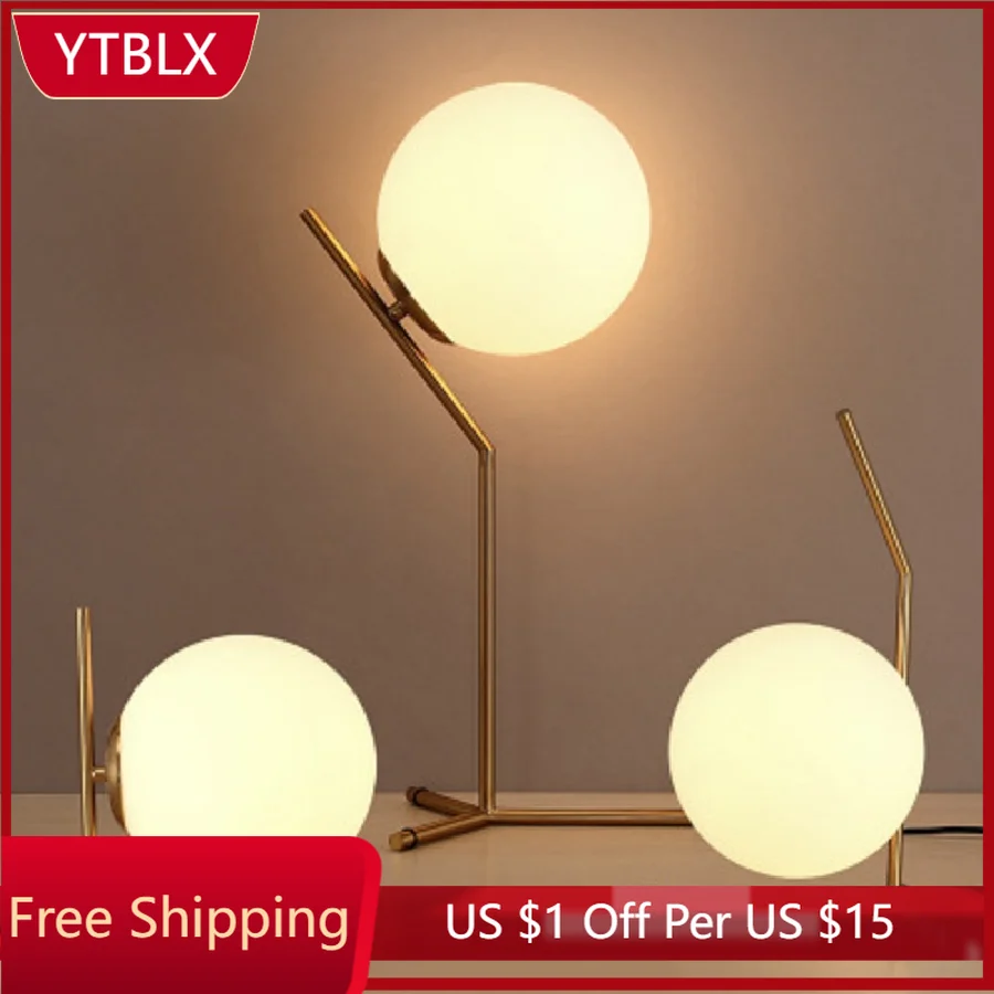 LukLoy Modern Nordic Creative Table Lamp Bedroom Bedside Modern Minimalist Glass Ball Metal Table Desk Lamp with LED Light Bulb
LukLoy Modern Nordic Creative Table Lamp Bedroom Bedside Modern Minimalist Glass Ball Metal Table Desk Lamp with LED Light Bulb