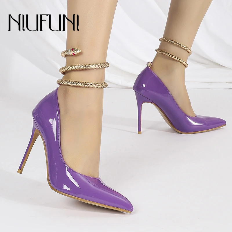 Pointed Patent Leather Solid Color Purple Metal Snake Winding Ankle Women's Pumps Gladiator Shoes Stiletto Heels Shoes For Women
Pointed Patent Leather Solid Color Purple Metal Snake Winding Ankle Women's Pumps Gladiator Shoes Stiletto Heels Shoes For Women
