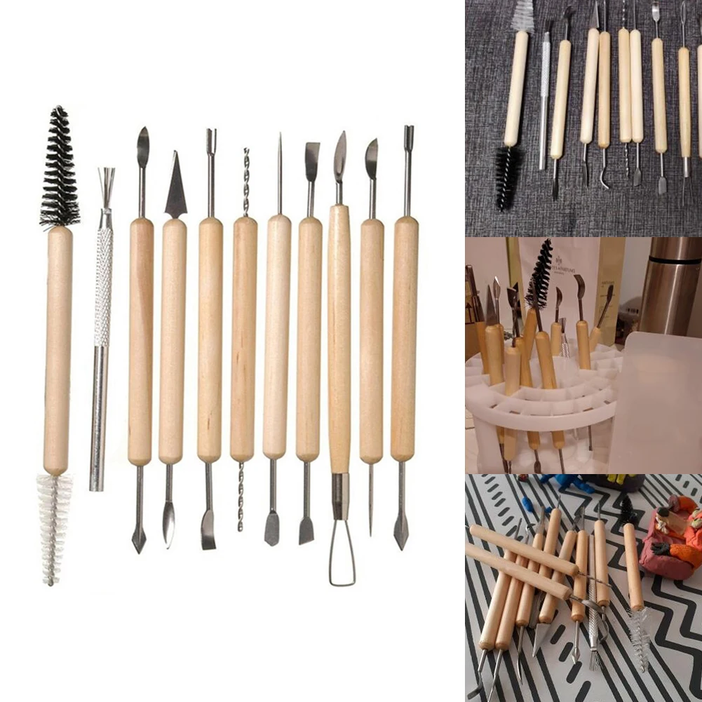 

11pcs Clay Sculpting Kit DIY Art Clay Pottery Tool Set Carving Ceramic Tools Polymer Shapers Modeling Carved Tool Handcraft Kits