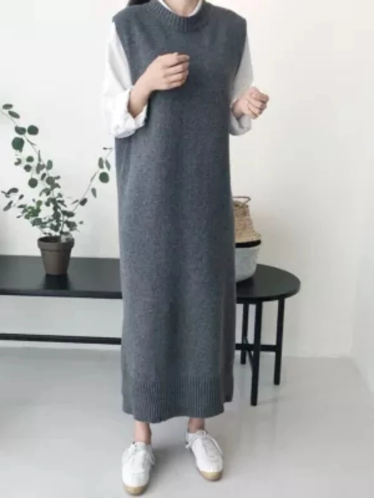 Women Dress Sweater Women Dress Thick Winter Fall Sleeveless Knitted Dresses Long Maxi Vintage Oversize Knitting Vest Tank
Women Dress Sweater Women Dress Thick Winter Fall Sleeveless Knitted Dresses Long Maxi Vintage Oversize Knitting Vest Tank