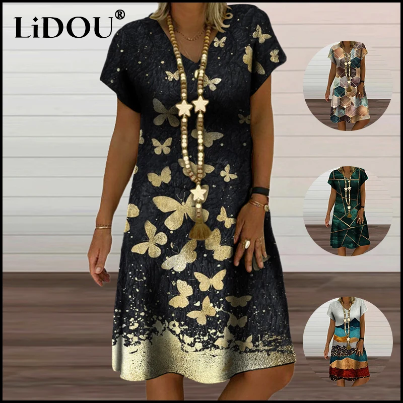 2022 Summer Harajuku Short Sleeve Dresses Women V-Neck Geometric Printed Oversized Midi Dress Vintage Casual Vestidos De Fiesta
2022 Summer Harajuku Short Sleeve Dresses Women V-Neck Geometric Printed Oversized Midi Dress Vintage Casual Vestidos De Fiesta