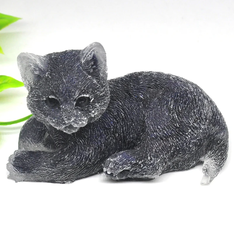 3.3" Cat Tumbled Stone Statue Natural Gemstone Blue Goldstone Sand Reiki Healing Crystals Carved Stone Figurine Craft Home Decor
3.3" Cat Tumbled Stone Statue Natural Gemstone Blue Goldstone Sand Reiki Healing Crystals Carved Stone Figurine Craft Home Decor