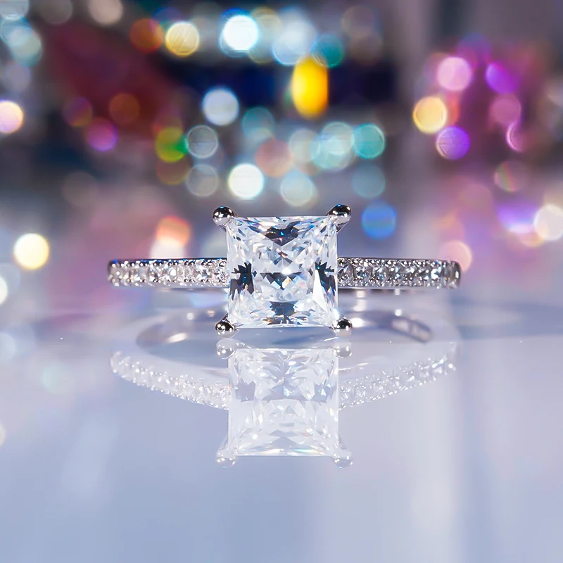 CHENJI Moissanite Diamond ring Women's Simple 4 Prongs Square Princess Wedding Ring For Girlfriend
CHENJI Moissanite Diamond ring Women's Simple 4 Prongs Square Princess Wedding Ring For Girlfriend
