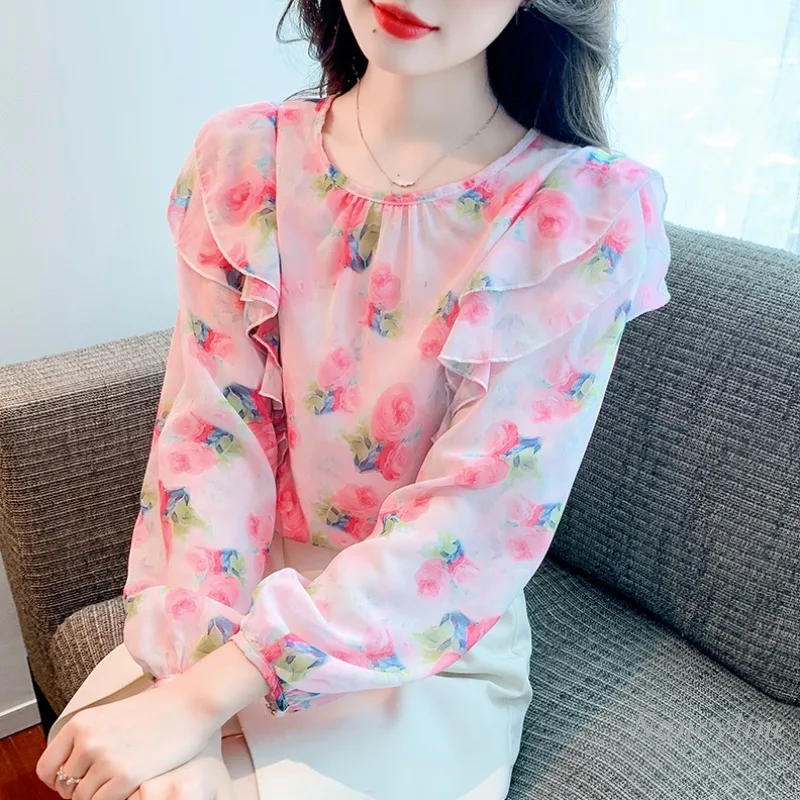 Super Fairy Ruffled Floral Chiffon Shirt Women's Autumn Clothing 2023 New Loose Youthful-Looking Long Sleeve Blouses and Tops
Super Fairy Ruffled Floral Chiffon Shirt Women's Autumn Clothing 2023 New Loose Youthful-Looking Long Sleeve Blouses and Tops