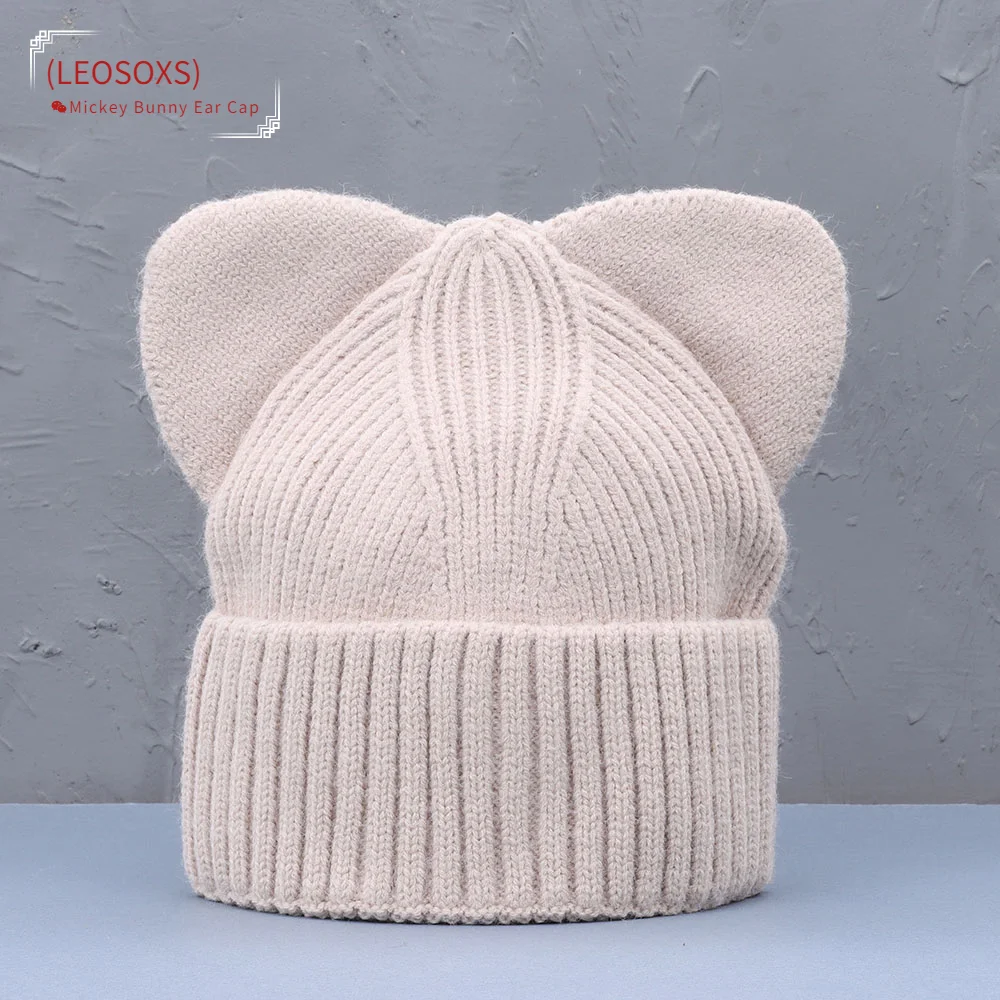 NEW Fashion Cute Mickey Bunny Ears for Woman Winter Hat Solid Color Autumn Beanies Best Matched Warm Soft Bonnet Skullies Cap
NEW Fashion Cute Mickey Bunny Ears for Woman Winter Hat Solid Color Autumn Beanies Best Matched Warm Soft Bonnet Skullies Cap