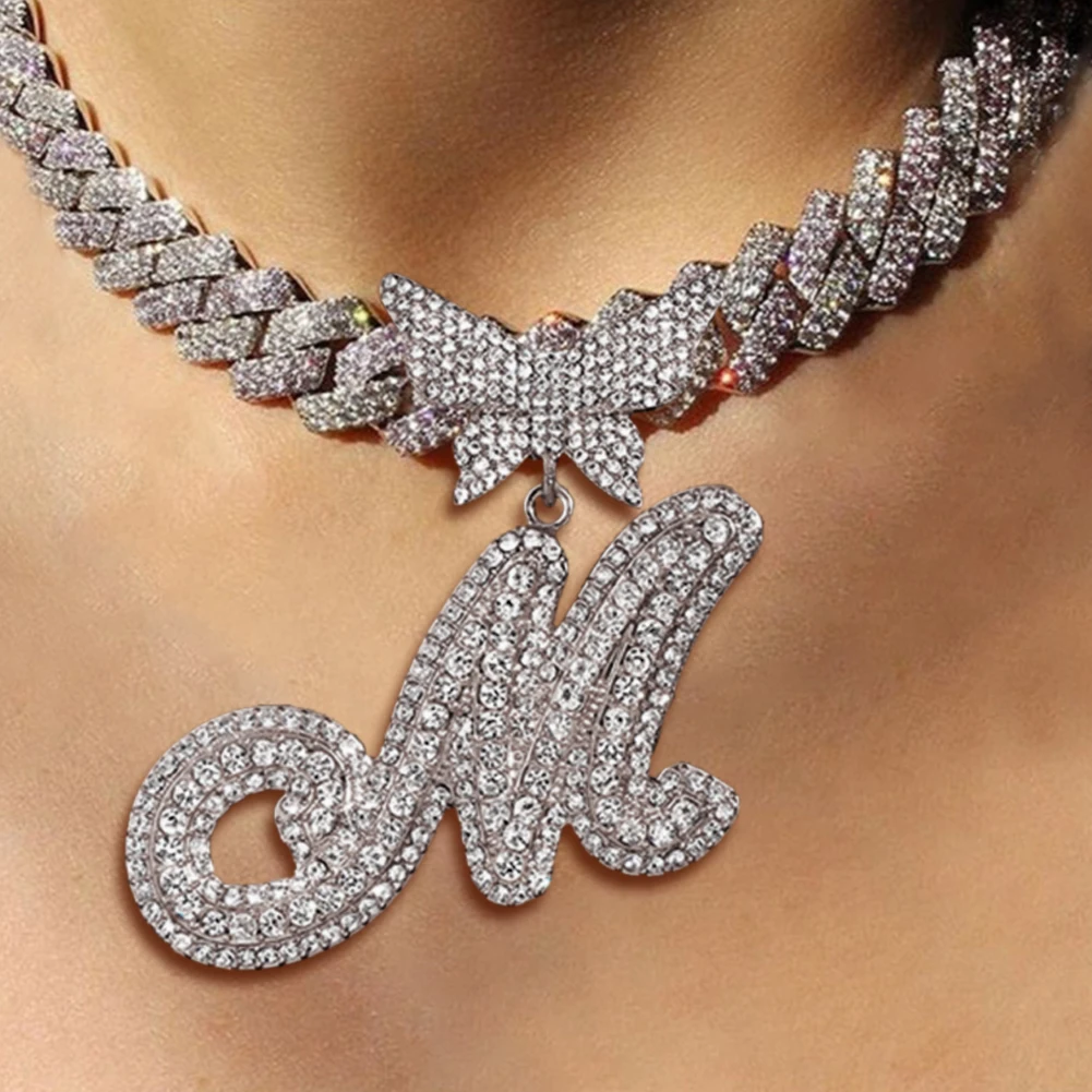 Iced Out Prong Cuban Chain Cursive Letter Name Pendant Necklace For Women Men 26 Initials Cuban Choker Necklace Gift Jewelry
Iced Out Prong Cuban Chain Cursive Letter Name Pendant Necklace For Women Men 26 Initials Cuban Choker Necklace Gift Jewelry