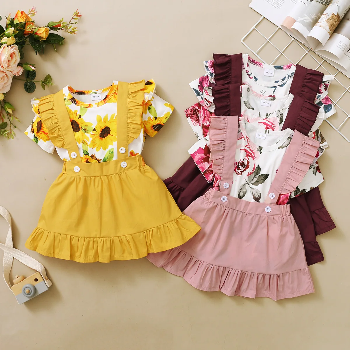 Little Girls Clothing Sets New Summer Girls Short Sleeve Floral T-shirt + Pleated sling Skirts Outfits Kids Sweet Suits 2-6Y
Little Girls Clothing Sets New Summer Girls Short Sleeve Floral T-shirt + Pleated sling Skirts Outfits Kids Sweet Suits 2-6Y