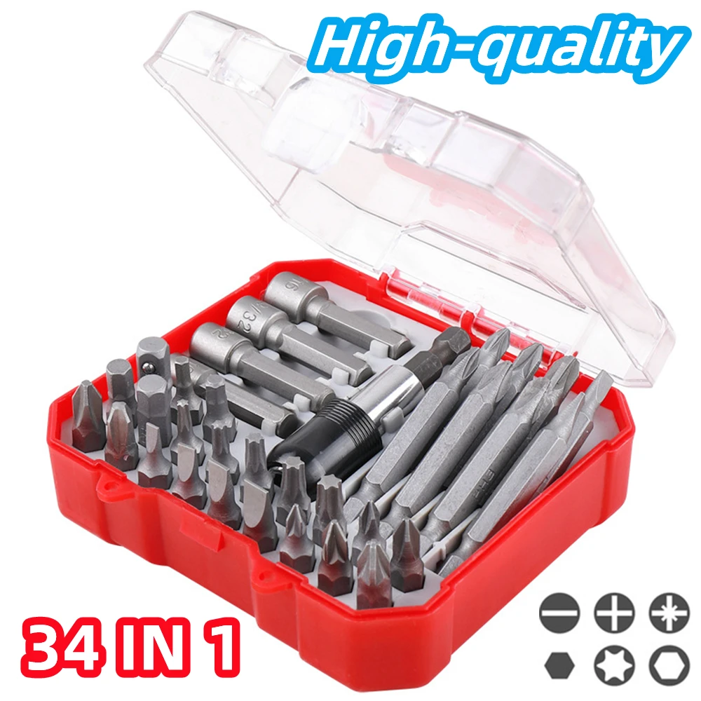34pcs Security Bit Set with Extension Bit Holder Tamper Star Screwdriver Bits Set
34pcs Security Bit Set with Extension Bit Holder Tamper Star Screwdriver Bits Set