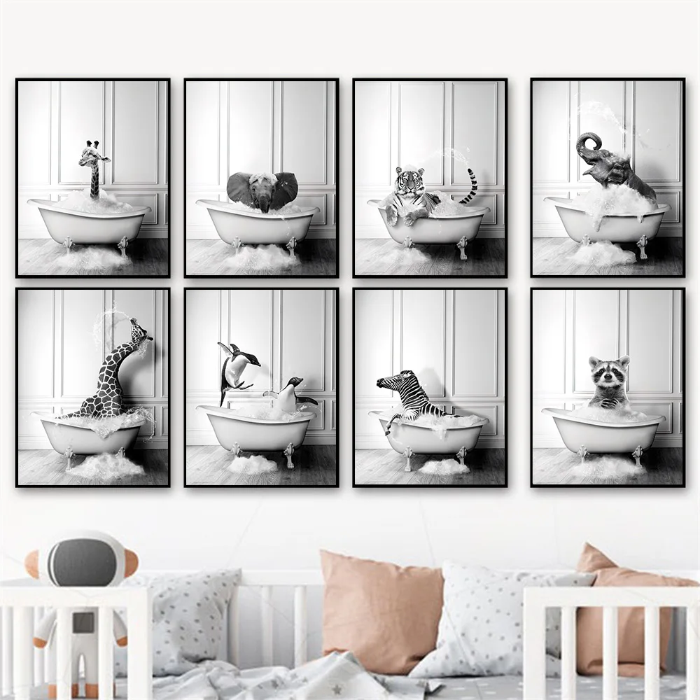 Elephant Zebra Giraffe Bathtub Animal Poster Toilet Canvas Painting Bathtub Poster Prints Nordic Wall Art Picture Bathroom Decor
Elephant Zebra Giraffe Bathtub Animal Poster Toilet Canvas Painting Bathtub Poster Prints Nordic Wall Art Picture Bathroom Decor