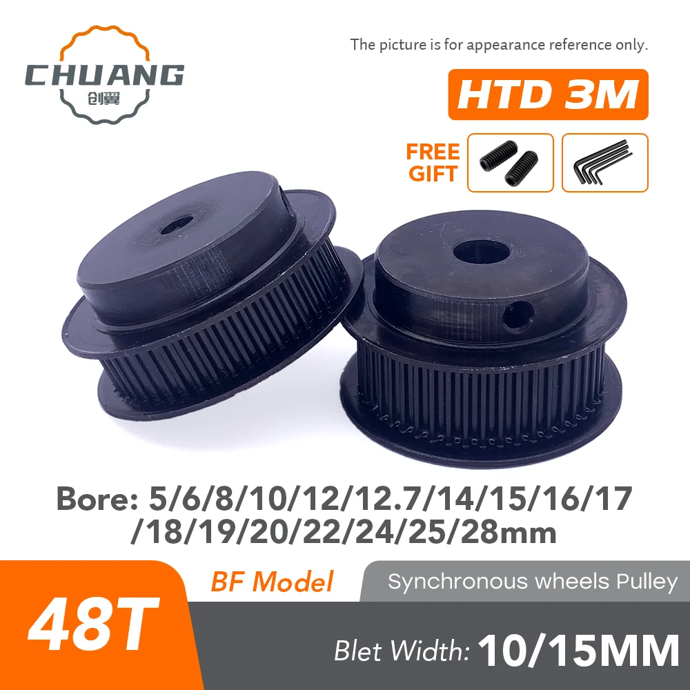 Black-Steel HTD 3M BF model 48Teeth Bore5/6/8/10/12/12.7/14/15/16/17/18/19/20/22/24/25/28mm Timing Belt Width 11mm 16mm
Black-Steel HTD 3M BF model 48Teeth Bore5/6/8/10/12/12.7/14/15/16/17/18/19/20/22/24/25/28mm Timing Belt Width 11mm 16mm