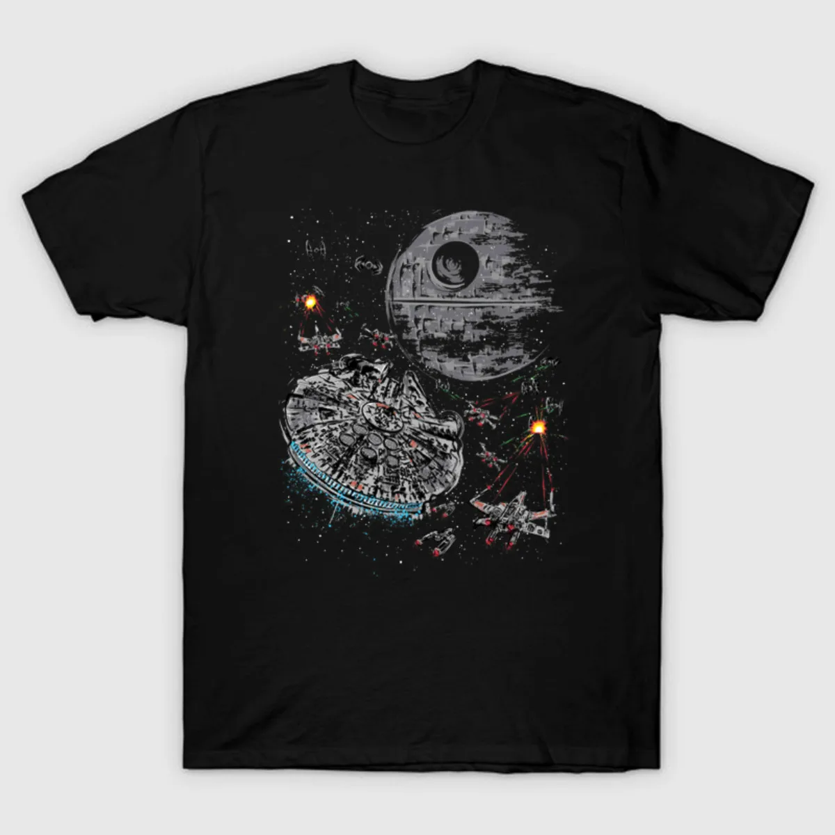 Classic Sci-fi Movie Spacecraft Millennium Falcon T Shirt New 100% Cotton Short Sleeve O-Neck T-shirt Casual Clothing Mens Top
Classic Sci-fi Movie Spacecraft Millennium Falcon T Shirt New 100% Cotton Short Sleeve O-Neck T-shirt Casual Clothing Mens Top