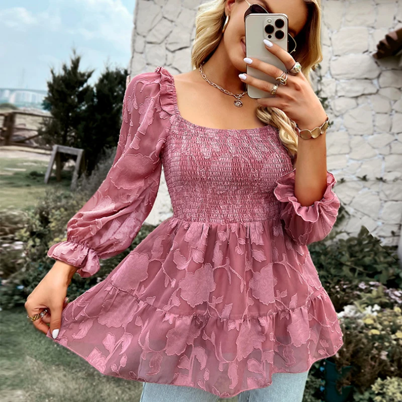 Women Blouse Sexy Slim Print Women Shirt Vintage Square Collar Fashion Casual Elegant Blouses Ruffles Elastic Blusas Mujer 23654
Women Blouse Sexy Slim Print Women Shirt Vintage Square Collar Fashion Casual Elegant Blouses Ruffles Elastic Blusas Mujer 23654