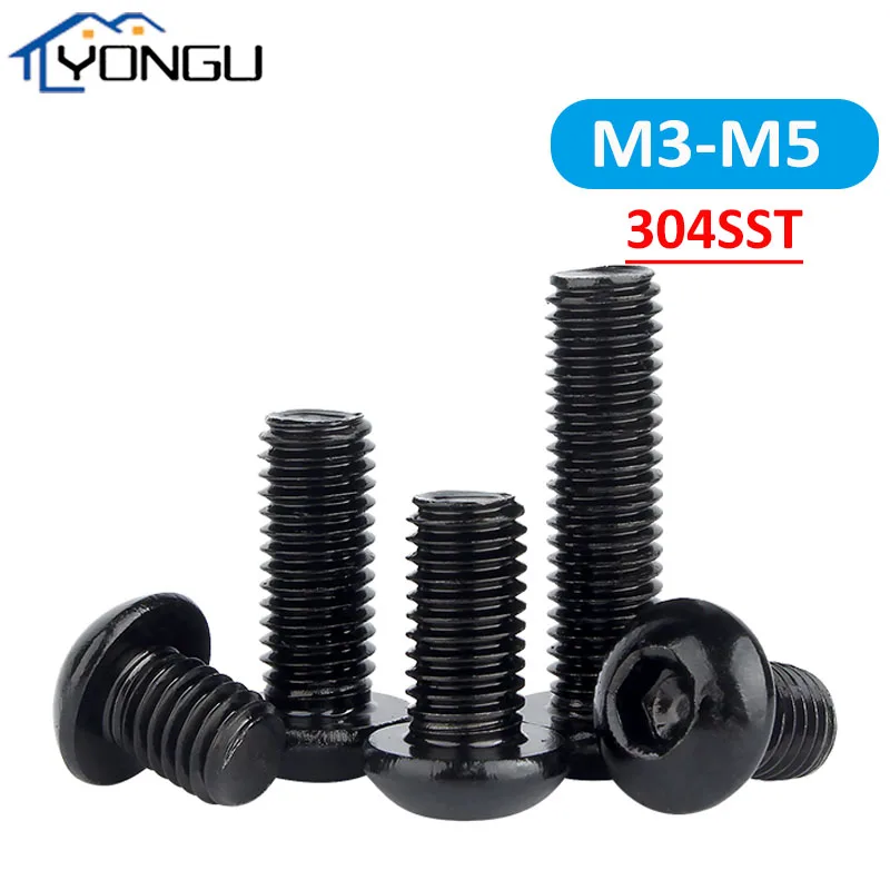 5-20Pcs M3 M4 M5 Black 304 Stainless Steel Round Hexagon Socket Button Head Screw Button Head Hex Drive Screw Allen Bolt ISO7380
5-20Pcs M3 M4 M5 Black 304 Stainless Steel Round Hexagon Socket Button Head Screw Button Head Hex Drive Screw Allen Bolt ISO7380