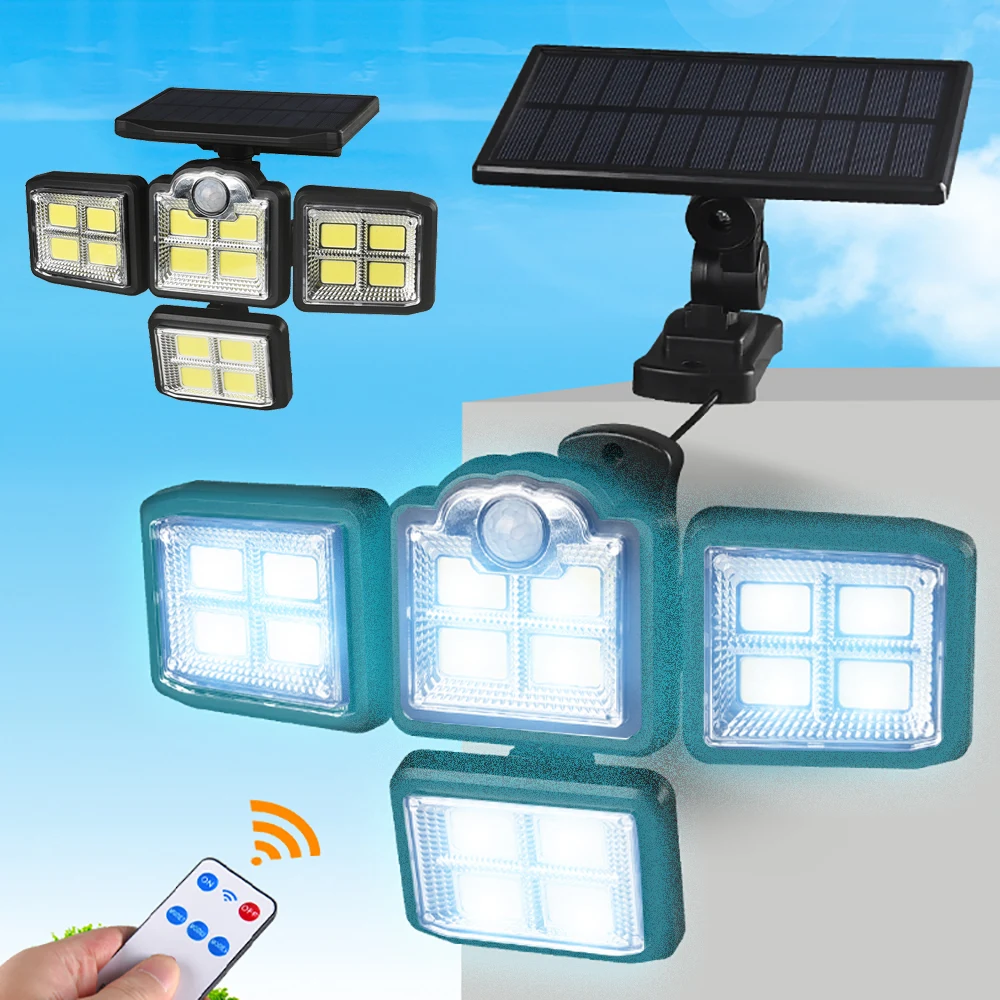 198COB Solar lights Outdoor LED Wall Lamp with Adjustable Heads Security LED Flood Light IP68 Waterproof 10000 Lumens Spotlight
198COB Solar lights Outdoor LED Wall Lamp with Adjustable Heads Security LED Flood Light IP68 Waterproof 10000 Lumens Spotlight