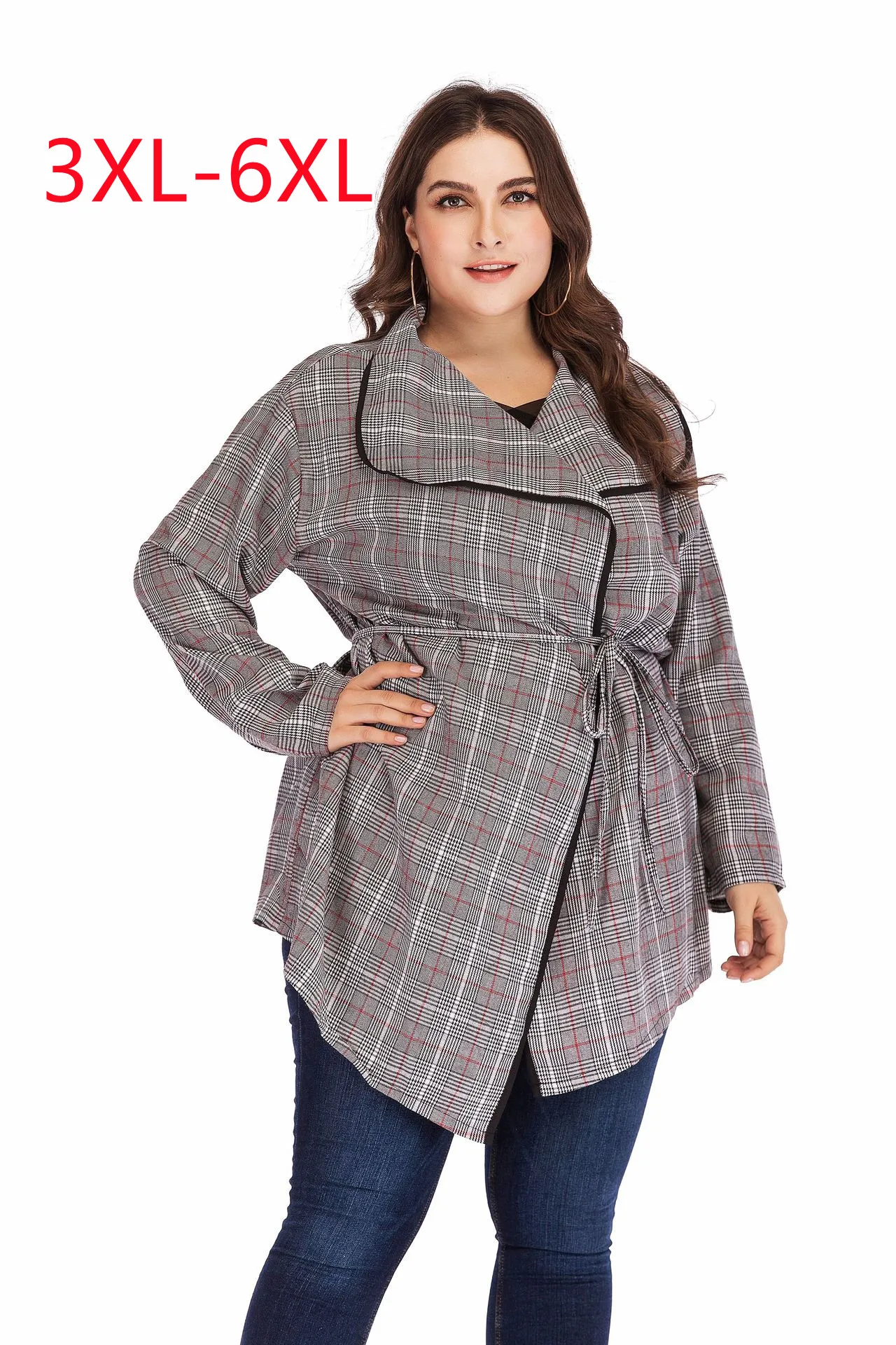 New 2022 Ladies Spring Autumn Plus Size Tops For Women Large Size Jacket Long Sleeve lattice V-neck Coat 3XL 4XL 5XL 6XL
New 2022 Ladies Spring Autumn Plus Size Tops For Women Large Size Jacket Long Sleeve lattice V-neck Coat 3XL 4XL 5XL 6XL