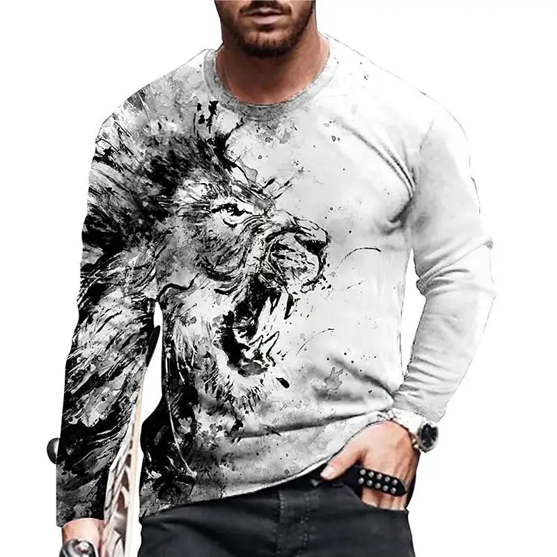 Autumn 3D Lion Printing Cotton Long Sleeve T-shirt Leisure Crew Neck Street Hip Hop Style Long Sleeve Tops Animal Graphic Tees
Autumn 3D Lion Printing Cotton Long Sleeve T-shirt Leisure Crew Neck Street Hip Hop Style Long Sleeve Tops Animal Graphic Tees