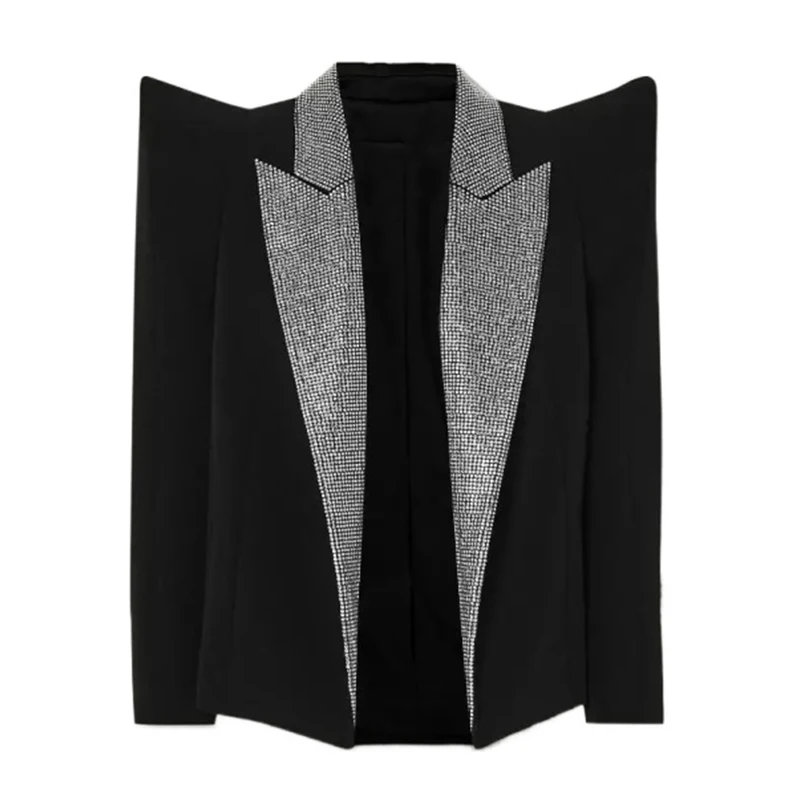 Shrug Diamonds Collar Blazer Women Black 2021 New Autumn Female Jacket Fashion Peak Shoulder Blazers Suit High Quality Dropship
Shrug Diamonds Collar Blazer Women Black 2021 New Autumn Female Jacket Fashion Peak Shoulder Blazers Suit High Quality Dropship