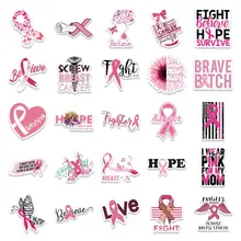 Printed with a large number of pink ribbon words such as Reusable stickers leave no trace when removed.