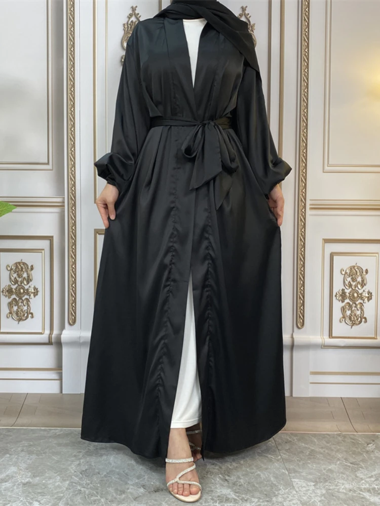 Open Abaya Satin Balloon Sleeve with Ribbon Muslim Hijab Dress Arabic Kimono Turkey Abayas for Women Dubai Islamic Clothing
Open Abaya Satin Balloon Sleeve with Ribbon Muslim Hijab Dress Arabic Kimono Turkey Abayas for Women Dubai Islamic Clothing