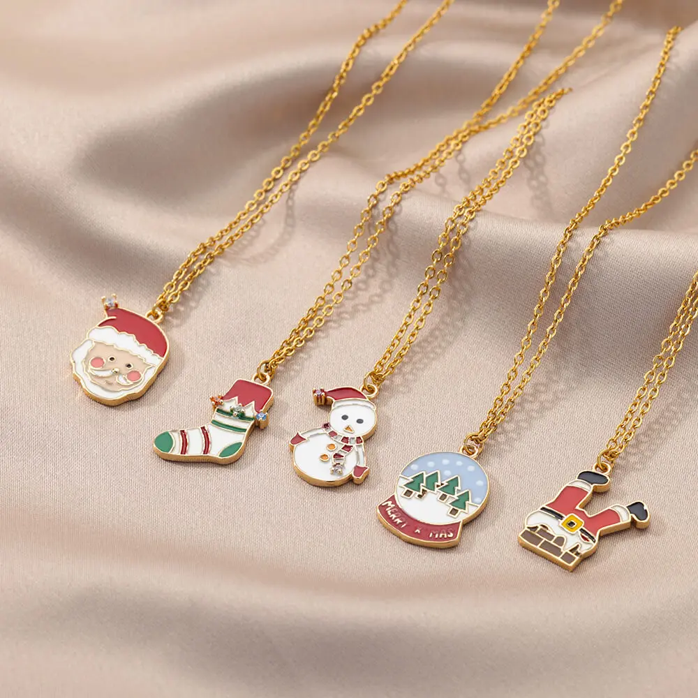 Enamel Snowman Santa Xmas Tree Socks Necklace For Women Stainelss Steel Gold Color Necklaces Christmas Jewelry Gifts Accessories
Enamel Snowman Santa Xmas Tree Socks Necklace For Women Stainelss Steel Gold Color Necklaces Christmas Jewelry Gifts Accessories