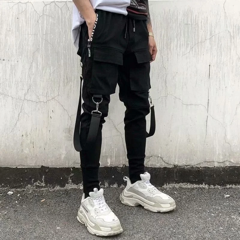 Fashion Slim-fit Pants Men Streetwear Ribbon Harajuku Black Cargo Pants for Men Casual Techwear Jogging Japan Kpop Male Trousers
Fashion Slim-fit Pants Men Streetwear Ribbon Harajuku Black Cargo Pants for Men Casual Techwear Jogging Japan Kpop Male Trousers