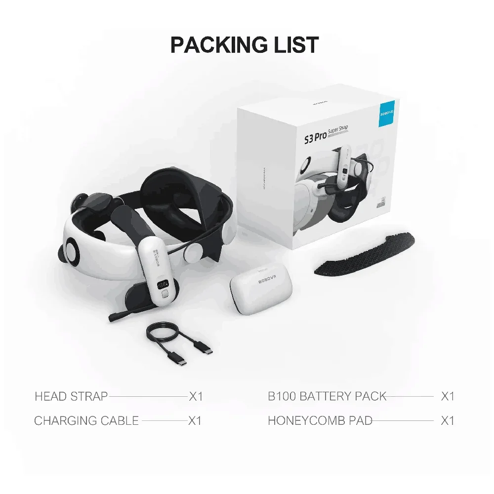 Подходит для оголовья BOBOVR S3PRO, аксессуаров для крепления на голову Oculus Quest 3 и Quest 3S с магнитной батареей 10000 мАч.
Подходит для оголовья BOBOVR S3PRO, аксессуаров для крепления на голову Oculus Quest 3 и Quest 3S с магнитной батареей 10000 мАч.