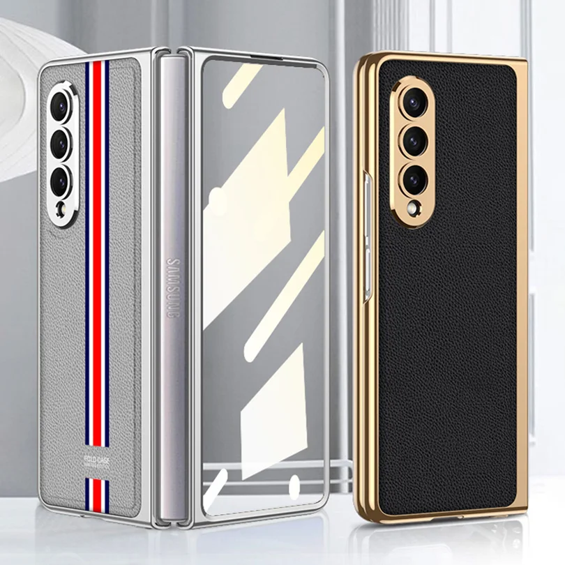 GKK Leather Screen Glass Case For Samsung Galaxy Z Fold 4 3 5G Case Shockproof Protection Plastic Hard Cover For Galaxy Z Fold4 
GKK Leather Screen Glass Case For Samsung Galaxy Z Fold 4 3 5G Case Shockproof Protection Plastic Hard Cover For Galaxy Z Fold4