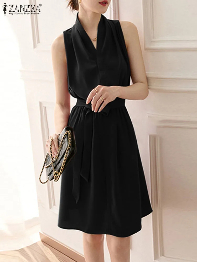ZANZEA Casual Pleated Knee-length Dress Party Tie Waist Sleeveless Summer OL Dresses Fashion Women Elegant V Neck Tank Dress
ZANZEA Casual Pleated Knee-length Dress Party Tie Waist Sleeveless Summer OL Dresses Fashion Women Elegant V Neck Tank Dress