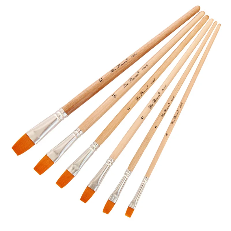 6pcs Flat Peaks Nylon Hair Watercolor Paint Oil Brush Pen DIY Acrylic Painting Art Wooden Handle School Stationery Supply
6pcs Flat Peaks Nylon Hair Watercolor Paint Oil Brush Pen DIY Acrylic Painting Art Wooden Handle School Stationery Supply