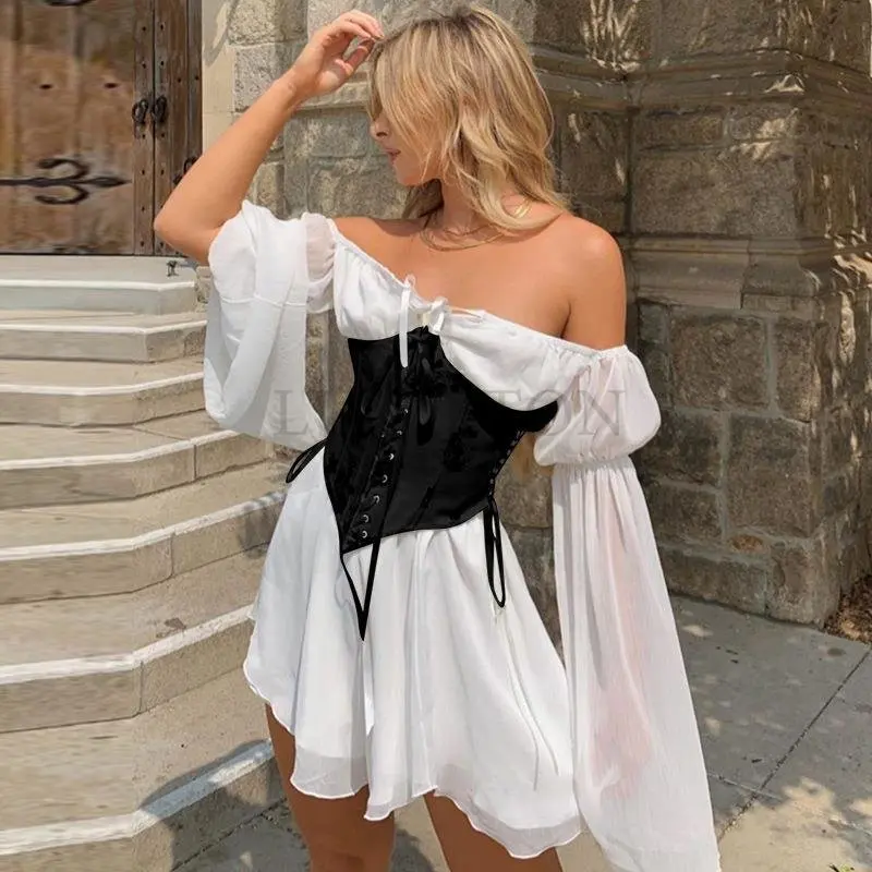 Chiffon Slash Neck Mini Dress Women Summer Beach Vacation Long Sleeve Corset Bandage Sundress Party Casual Dresses Pink
Chiffon Slash Neck Mini Dress Women Summer Beach Vacation Long Sleeve Corset Bandage Sundress Party Casual Dresses Pink