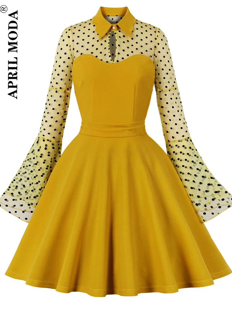 Flared Overlay Long Sleeve Casual Women Party Dress Autumn Winter Retro Vintage Formal Cocktail Runway Dresses A Line Sundress
Flared Overlay Long Sleeve Casual Women Party Dress Autumn Winter Retro Vintage Formal Cocktail Runway Dresses A Line Sundress