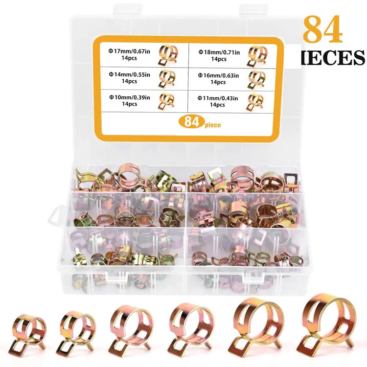 84Pcs/set 11-18mm Q673B Vacuum Spring Fuel Oil Water CPU Hose Clip Pipe Tube for Band Clamp Metal Fastener Assortment Kit
84Pcs/set 11-18mm Q673B Vacuum Spring Fuel Oil Water CPU Hose Clip Pipe Tube for Band Clamp Metal Fastener Assortment Kit