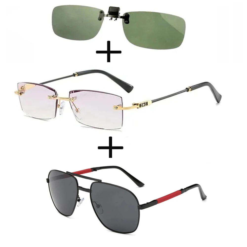 3Pcs!!! Rimless Frameless Luxury Reading Glasses for Men Women + Alloy Polarized Sunglasses Pilot Foldable+ Sunglasses Clip
3Pcs!!! Rimless Frameless Luxury Reading Glasses for Men Women + Alloy Polarized Sunglasses Pilot Foldable+ Sunglasses Clip