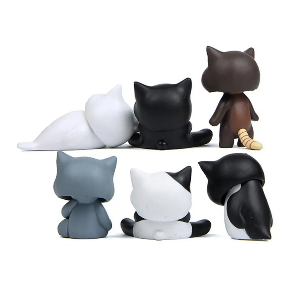 

6Pcs Eco-friendly Cartoon Cat Figurines Adorable Kitten Models Various Styles Mini 3D Cartoon Animal Model Ornaments Ornament