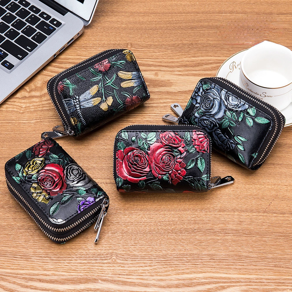 Fashion Women Card Holder Split Leather Double Zipper Card Case Large Capacity 3D Flower Printed Lady Women Wallets Purse
Fashion Women Card Holder Split Leather Double Zipper Card Case Large Capacity 3D Flower Printed Lady Women Wallets Purse