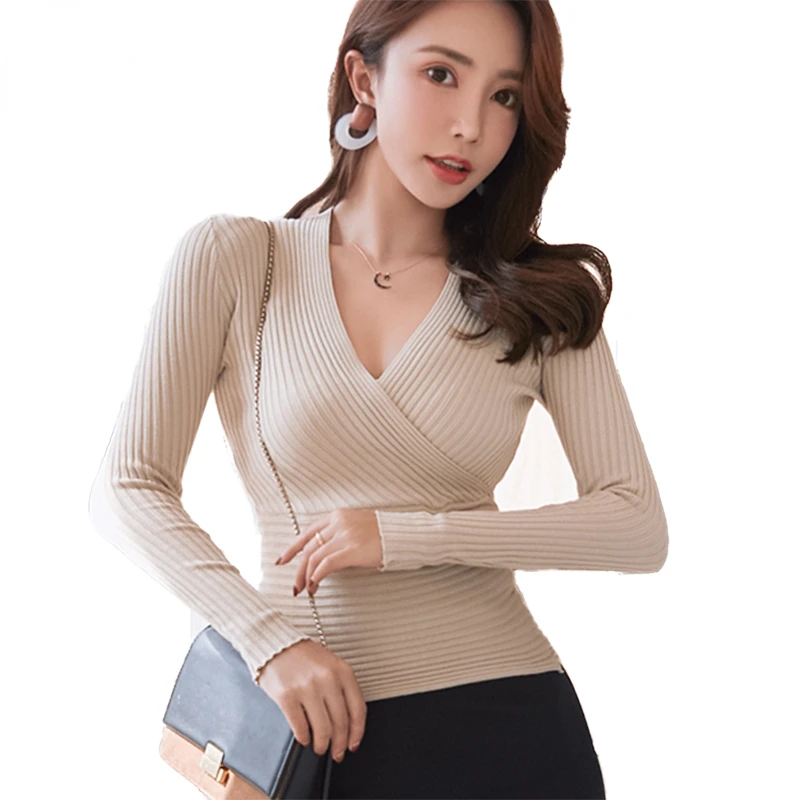 Autumn Winter Sexy Deep V Neck Sweater Women's Pullover Casual Slim Bottoming Sweaters Female Elastic Cotton Long Sleeve Tops
Autumn Winter Sexy Deep V Neck Sweater Women's Pullover Casual Slim Bottoming Sweaters Female Elastic Cotton Long Sleeve Tops