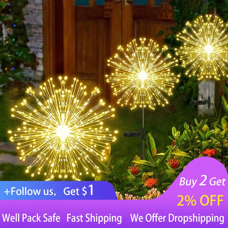 LED Solar Fireworks Lights Waterproof Outdoor Dandelion Flash String Fairy Lights for Garden Landscape Lawn Decor
LED Solar Fireworks Lights Waterproof Outdoor Dandelion Flash String Fairy Lights for Garden Landscape Lawn Decor