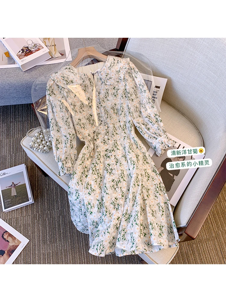 2022 Autumn Long Sleeve Floral Dresses for Women Sweet All-match French Chamomile Printed Chiffon Doll Neck Bohemian Dresses
2022 Autumn Long Sleeve Floral Dresses for Women Sweet All-match French Chamomile Printed Chiffon Doll Neck Bohemian Dresses
