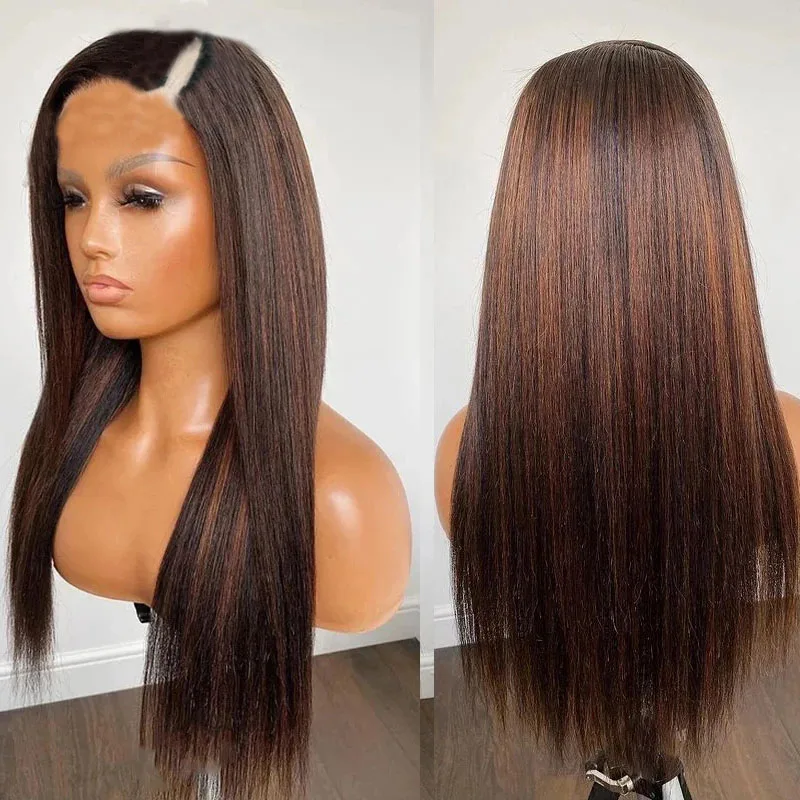 

Deep Part Silky Straight U Part Wig European Remy Human Hair 24 inch Long Glueless Jewish Soft Wig For Black Women Daily