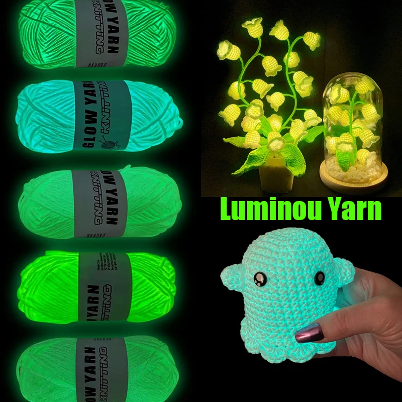 

70M Luminous Yarn Glow In The Dark Polyester Yarn For Knitting Carpet Sweater Fluorescent Yarn DIY Sewing Knitting Accessories