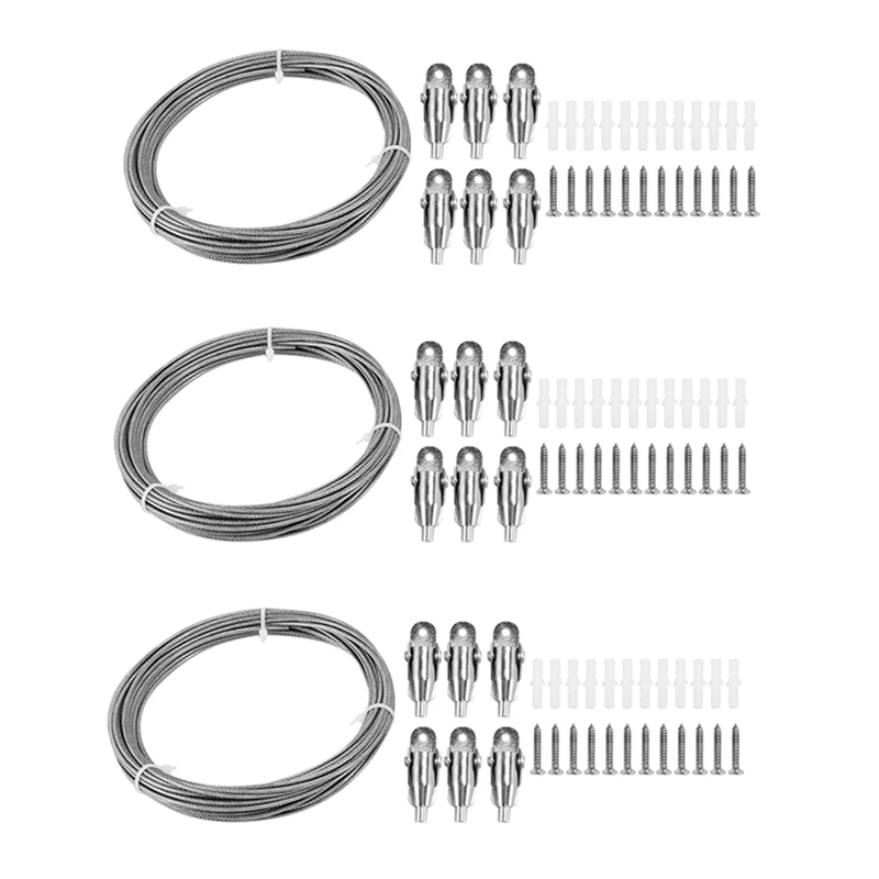 3X 10M Stainless Steel Wire Rope PVC Coated Steel Cable Adjustable Curtain Rope Lamp Suspension Picture Wire For Hanging
3X 10M Stainless Steel Wire Rope PVC Coated Steel Cable Adjustable Curtain Rope Lamp Suspension Picture Wire For Hanging