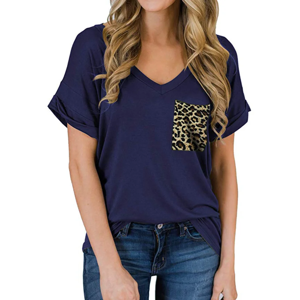 Spring/Summer New Arrival V-neck Pocket Women's T-shirt Rolled Edge Short Sleeve Comfortable and Casual Sweet Women's Top
Spring/Summer New Arrival V-neck Pocket Women's T-shirt Rolled Edge Short Sleeve Comfortable and Casual Sweet Women's Top
