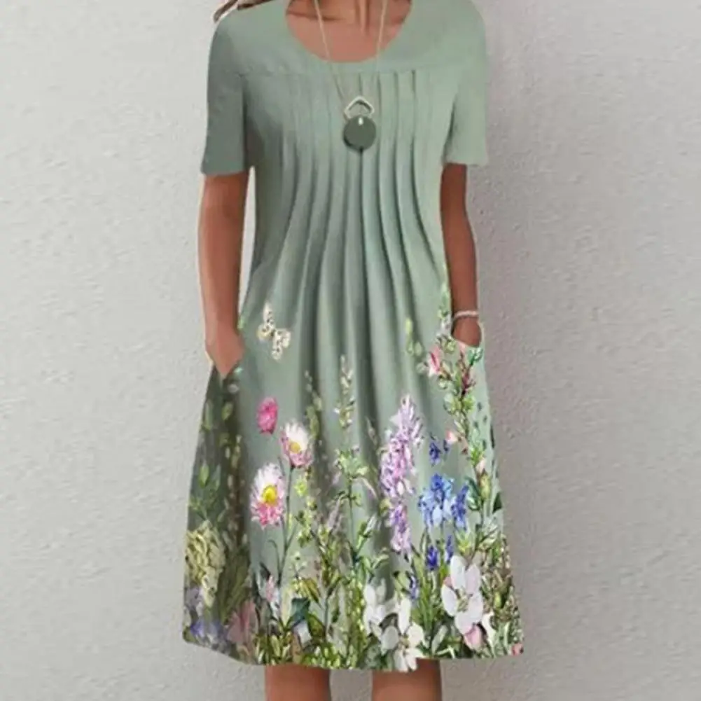 Round Neck Polyester Ruched Design Party Dress Attractive Soft-touching Lady Dress Pleat Design Loose Waist Summer Dress
Round Neck Polyester Ruched Design Party Dress Attractive Soft-touching Lady Dress Pleat Design Loose Waist Summer Dress