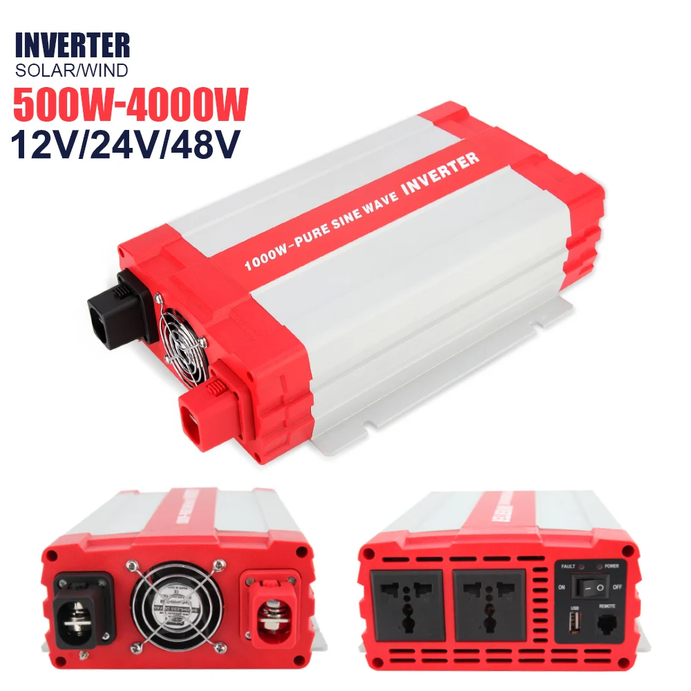Pure Sine Wave Wind Inverter 500W 1000W 2000W 3000W Power Solar InverterDC 12V 24V To AC 220V Voltage Converter Portable Charger
Pure Sine Wave Wind Inverter 500W 1000W 2000W 3000W Power Solar InverterDC 12V 24V To AC 220V Voltage Converter Portable Charger
