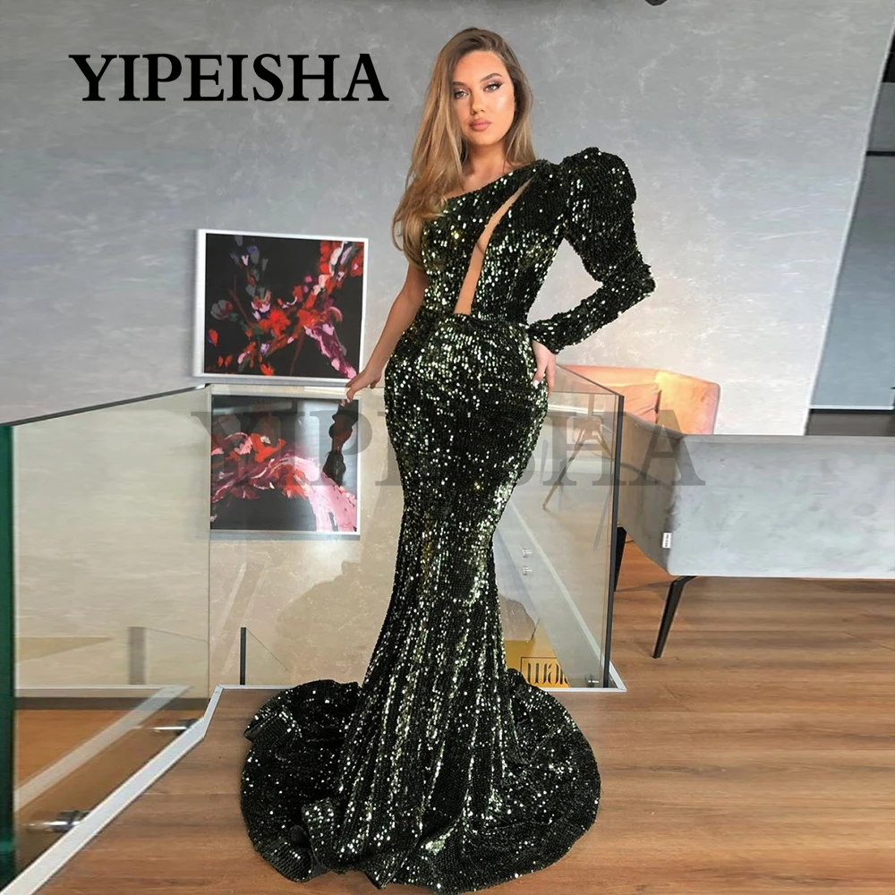 Glittery One-Shoulder Formal Mermaid Evening Dresses Sweep Train Sequined Modern Prom Gown robes de soirée vestidos de fiesta
Glittery One-Shoulder Formal Mermaid Evening Dresses Sweep Train Sequined Modern Prom Gown robes de soirée vestidos de fiesta