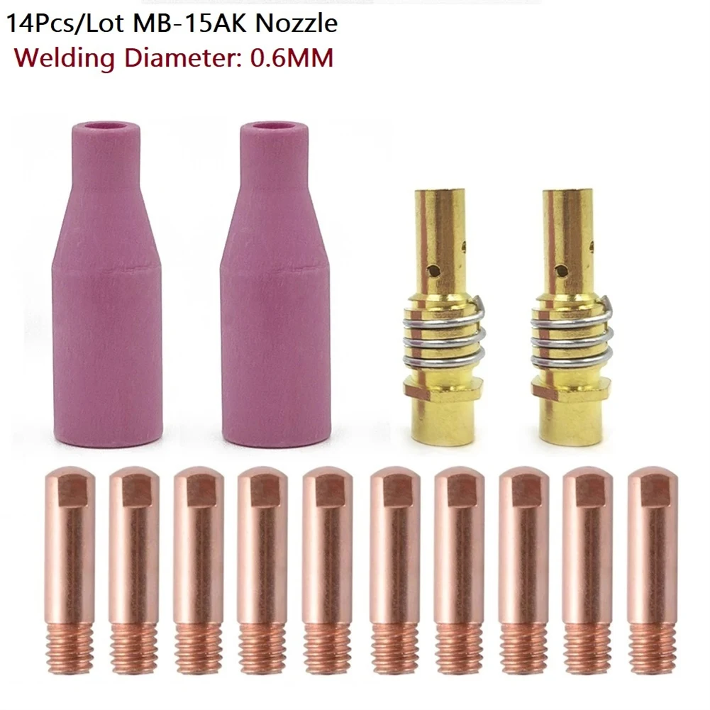 14Pc MB-15AK Welding Torch Consumables 0.6/0.8/0.9/1.0/1.2mm Contact Tips Gas Ceramic Nozzle For Tig 15AK MIG MAG Soldering Tool
14Pc MB-15AK Welding Torch Consumables 0.6/0.8/0.9/1.0/1.2mm Contact Tips Gas Ceramic Nozzle For Tig 15AK MIG MAG Soldering Tool