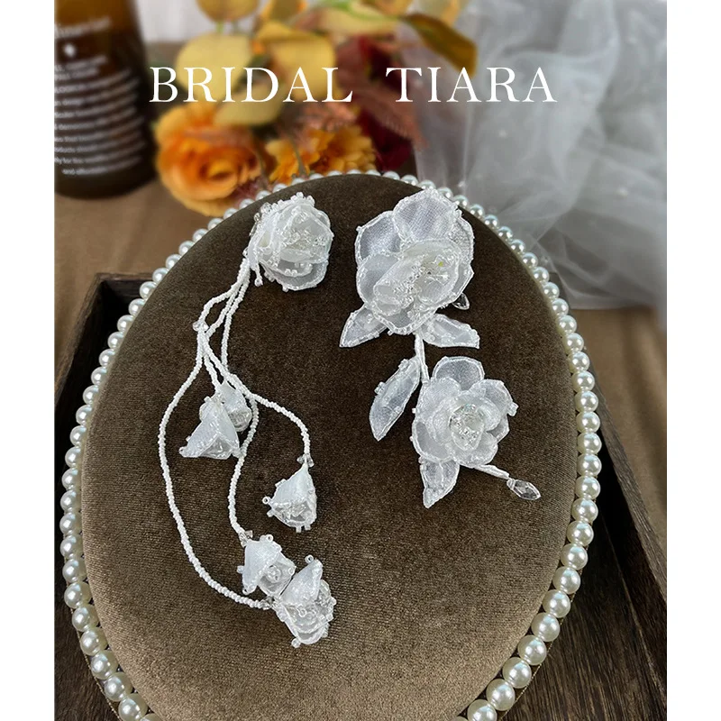 New beaded flower tassel ear clip earring set Crystal beaded crepe flower bridal earring wedding accessories
New beaded flower tassel ear clip earring set Crystal beaded crepe flower bridal earring wedding accessories